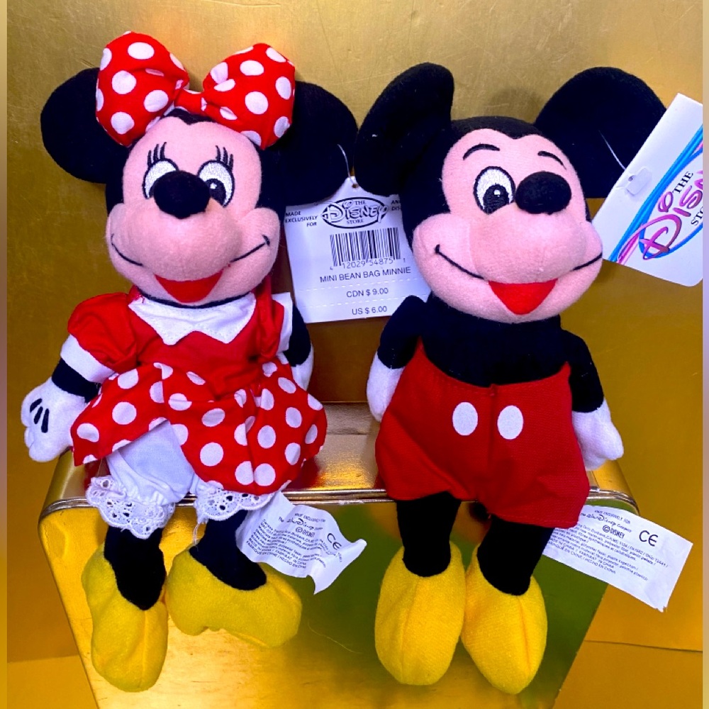 DISNEY EXCLUSIVE NWT VTG 90s CLASSIC MICKEY & MINNIE RETIRED BEAN BAG BAG PLUSH